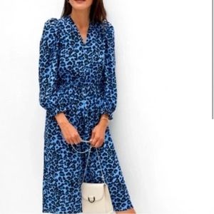 Banana Republic Blue Leopard Print midi Dress